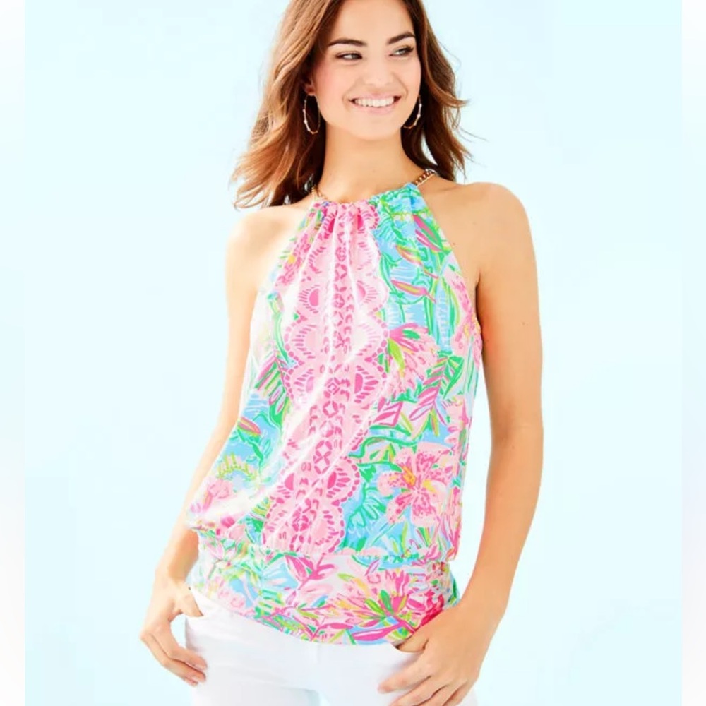 Lilly Pulitzer halter top with gold chain
